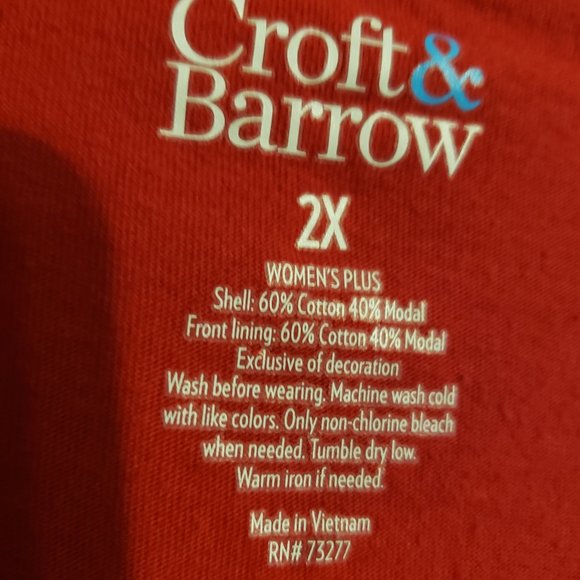 Croft & Barrow Women's 2x red top - Picture 2 of 6